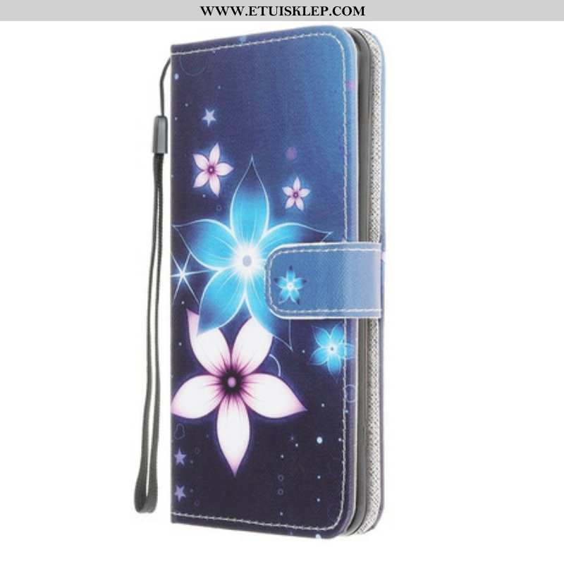 Etui Folio do Samsung Galaxy A42 5G z Łańcuch Kwiaty Paska Księżycowego